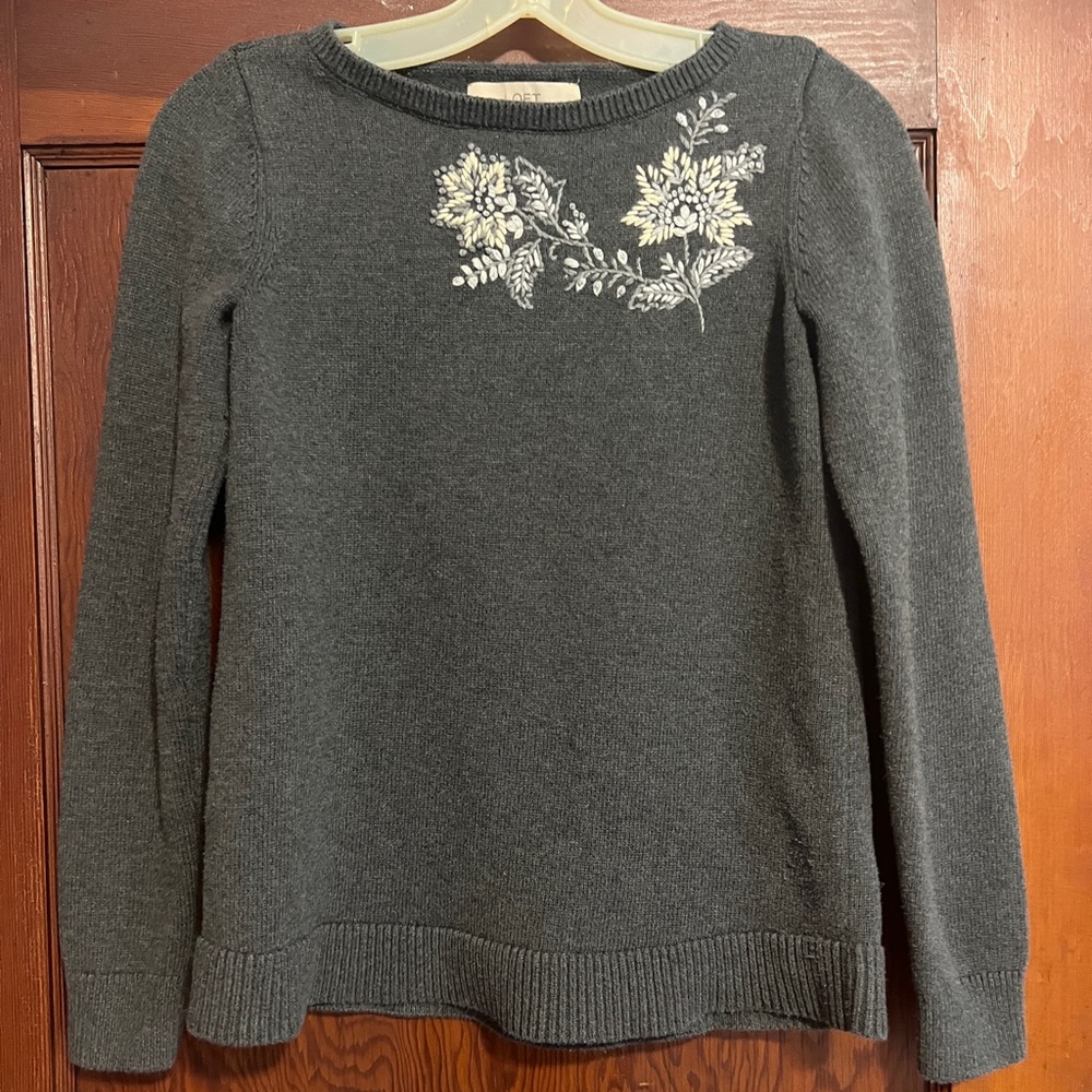 Charcoal Embroidered Loft sweater